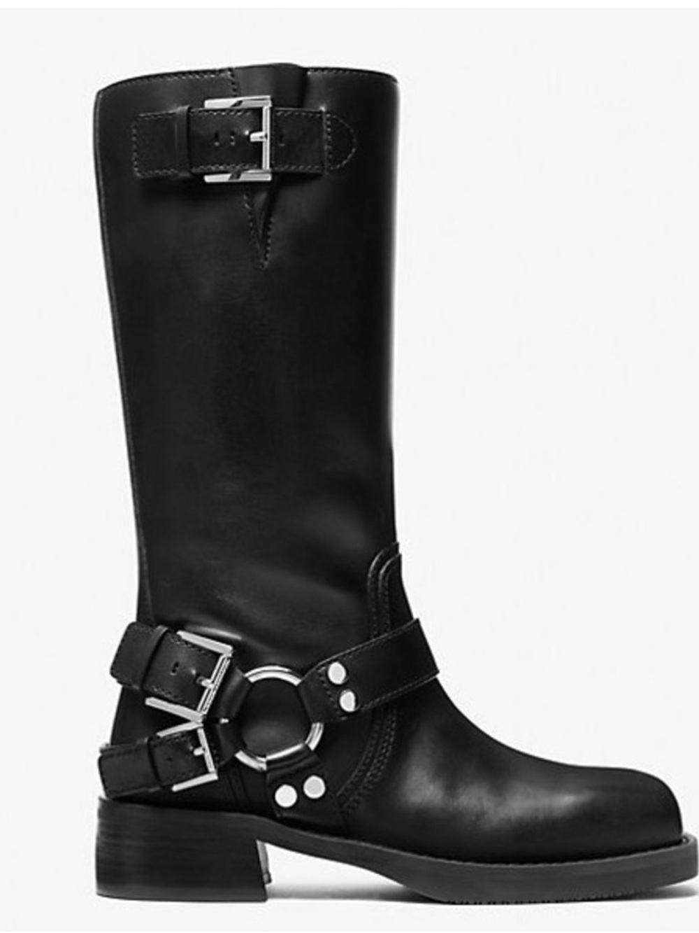 Michael Kors Black Leather Lace-Up Harness Boots